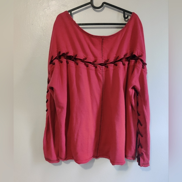 Euc Free People Lace Up Fleece cozy sweater - Picture 2 of 6